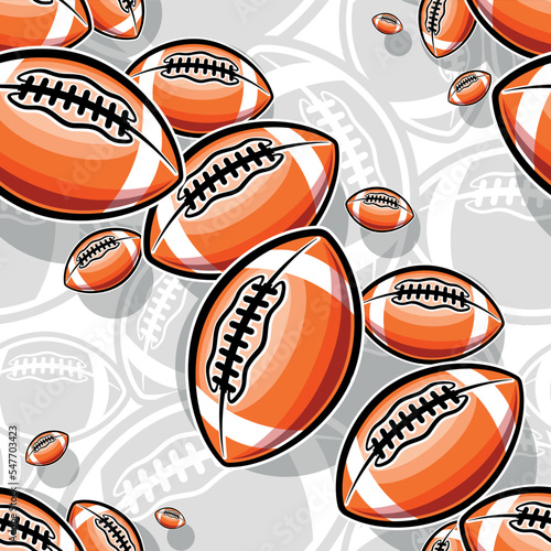 American football Seamless pattern vector art image. Rugby balls repeating tile background wallpaper texture design.