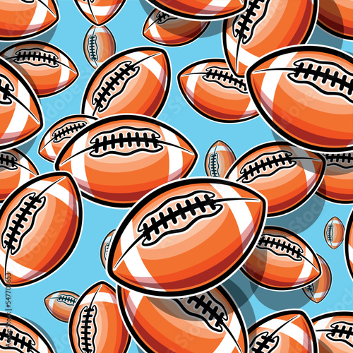 Rugby balls repeating tile background. American football balls seamless pattern vector image wallpaper and wrapping paper design.