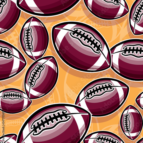 Rugby balls seamless pattern background image. American football repeating tile background wallpaper texture design vector art.