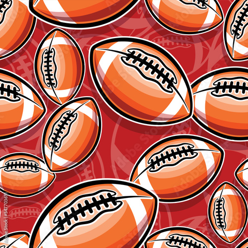 American football Seamless pattern vector art image. Rugby balls repeating tile background wallpaper texture design.