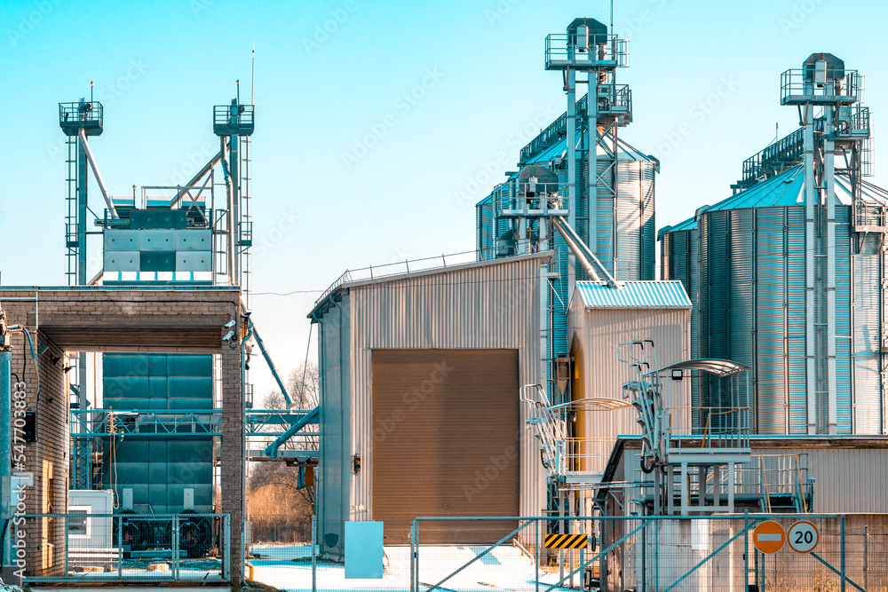 Entrance gate to agricultural grain elevator building Entrance gate to agricultural grain elevator building
