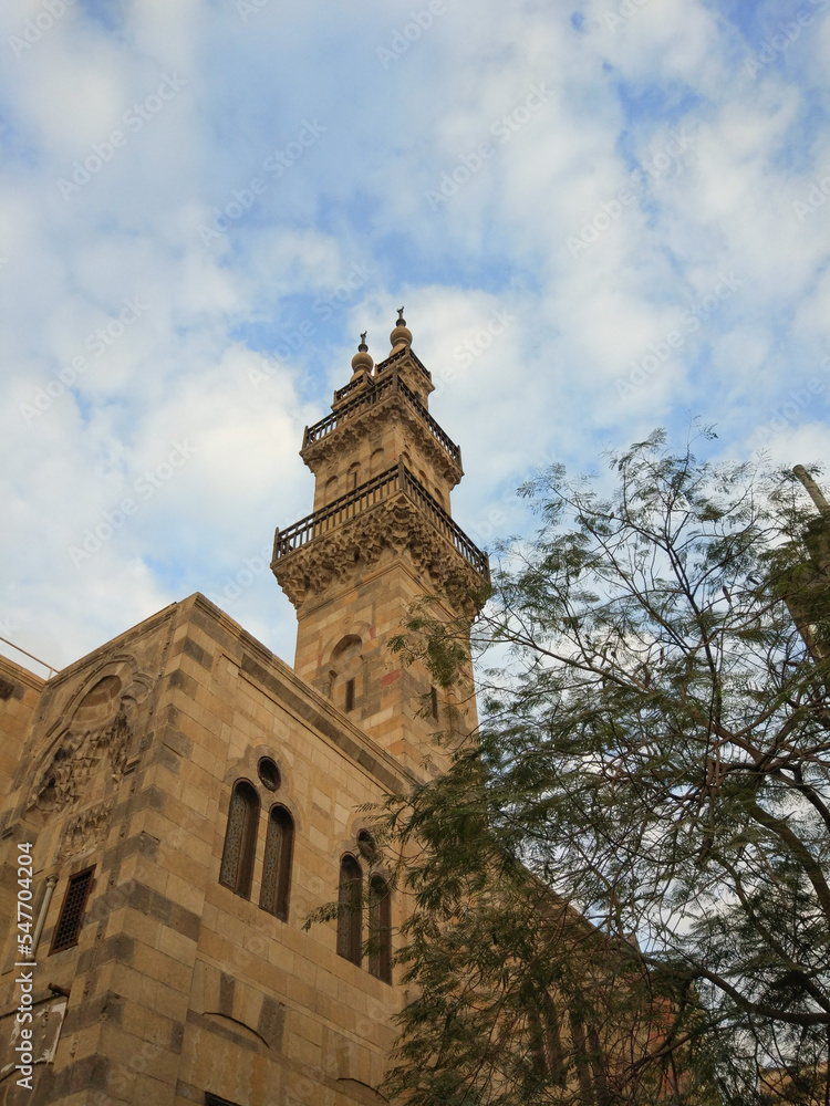 Mamluk minarets of Mosque Qani-Bay, Old Cairo, Egypt