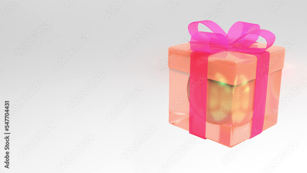 3D render of a banner with gift box. Christmas gift box with bow on a white background. To create designs for postcards, banners, posters and backgrounds for greeting texts. 3D render of a banner with gift box. Christmas gift box with bow on a white background. To create designs for postcards, banners, posters and backgrounds for greeting texts.