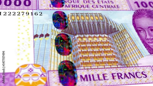 Cameroon Central African CFA Franc 10000 Banknotes, Ten Thousand Central African CFA Franc, Close-up and macro view of the Central African CFA Franc, Tracking and Dolly Shots 10000 Central African CFA