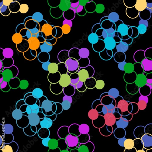 Colorful dots. Abstract rainbow seamless pattern. Multicolored dots on a black background.