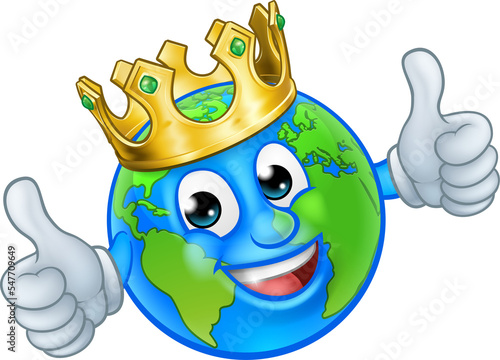 King Gold Crown Earth Globe...