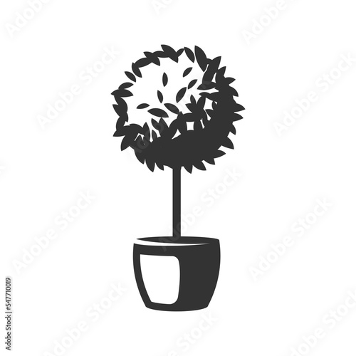 Decorative tree in a pot isolated on white background. Vector illustration