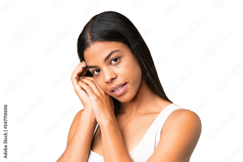 Young woman over over isolated chroma key background . Portrait Young woman over over isolated chroma key background . Portrait