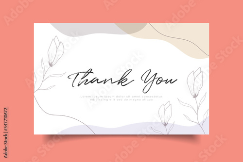 thank you card tempalte with minimalist hand drawn background