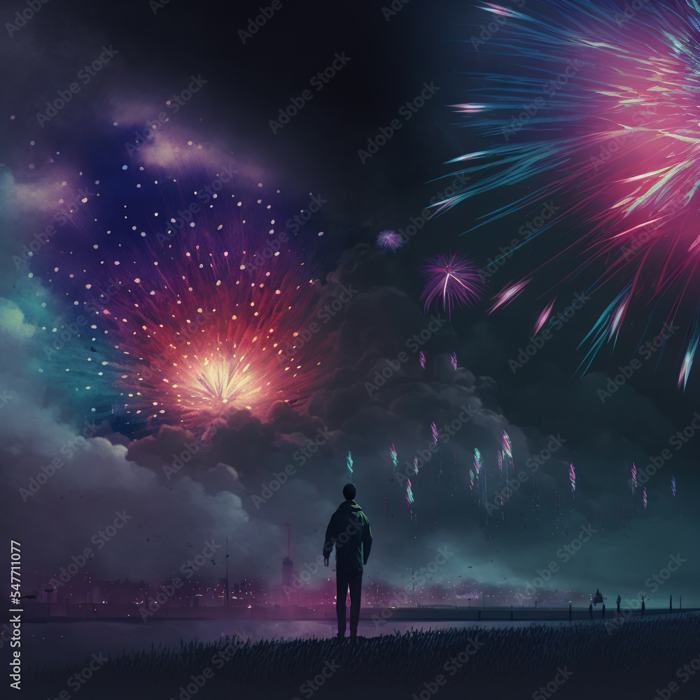 Excellent Fireworks Shot. AI render