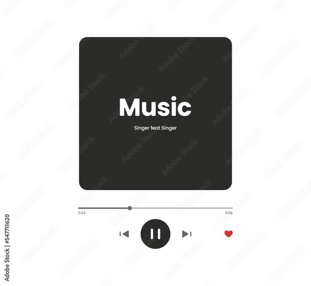 Music player with time count and place for artist photo. Music player with time count and place for artist photo.