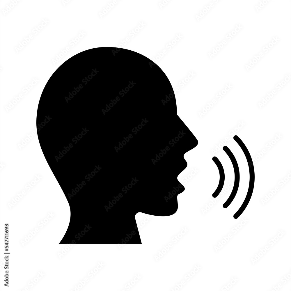 Speaking icon Talk person sign or symbol man with open mouth and Speaking icon Talk person sign or symbol man with open mouth and
