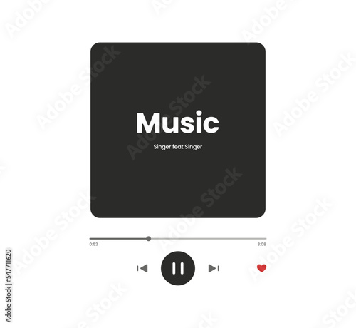 Music player with time count and place for artist photo.