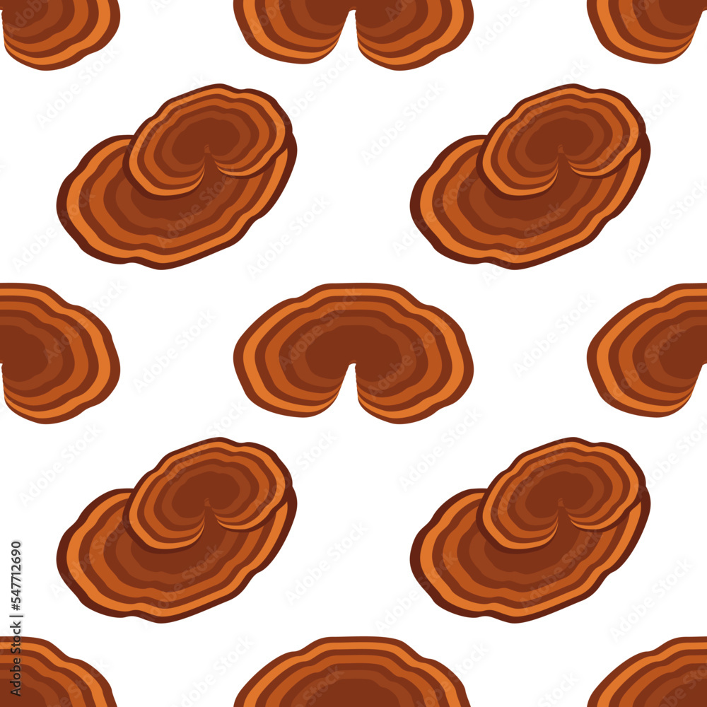 Reishi mushroom. Seamless pattern, flat wallpaper Reishi mushroom. Seamless pattern, flat wallpaper