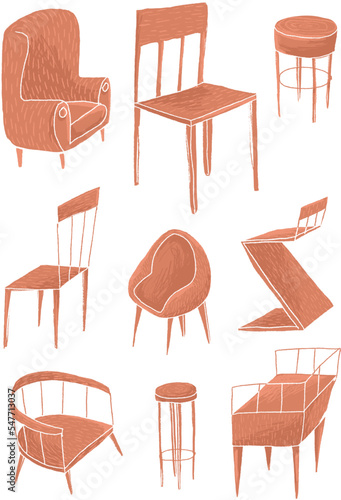 Set - Möbel: Sitzmöbel wie Stühle, Sessel und Hocker in diversen Designs