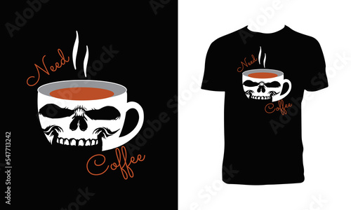 Skull Head And Mug T Shirt Design 