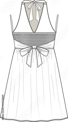 GIRLS AND WOMEN WEAR DRESS FLAT DESIGN SKETCH VECTOR