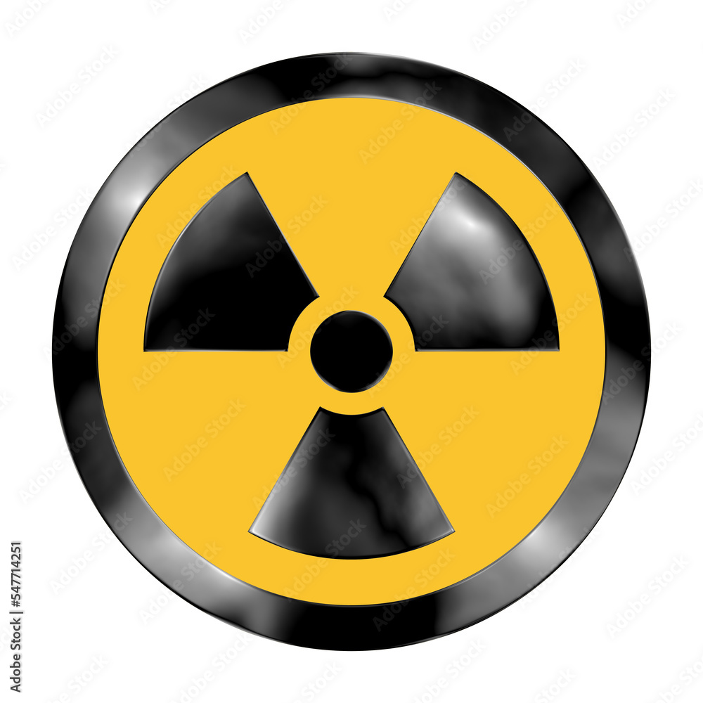 Isolated radiation warning symbol (shown near radioactive materials i.e. nuclear plants, toxic waste dumps), black plastic material.
Isolated radiation warning symbol (shown near radioactive materials i.e. nuclear plants, toxic waste dumps), black plastic material.