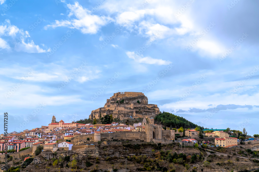 Morella castle Spain historic medieval fortification in walled town Castellon province Valencian Community Spain