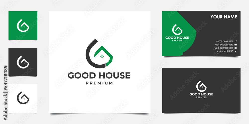 Initial letter G home house sign symbol logo design Stock Vector ...