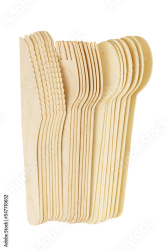 the wooden cutlery set (knife, fork, spoon)