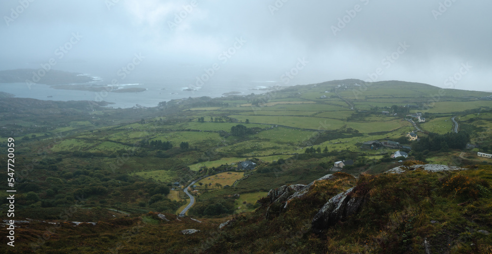 A view from the historic Caherdaniel stone fort in County Kerry, Republic of Ireland.