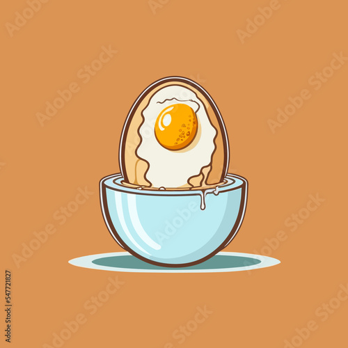 Vector illustration of a cartoon boiled egg