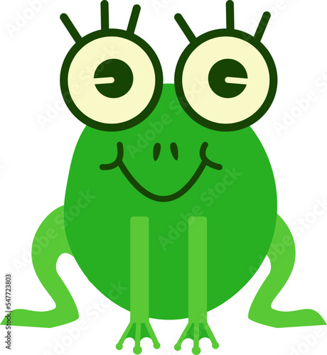 Cute green frog cartoon character isolated on white background