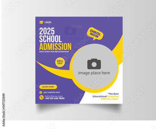 School admission social media post or web banner template