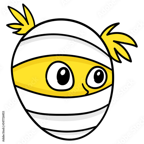 Editable vector of a yellow mummy covered by bandages