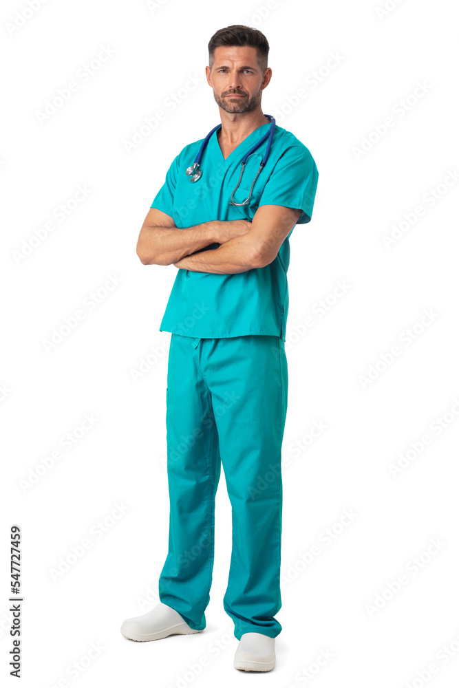 Male doctor standing with arms folded Male doctor standing with arms folded
