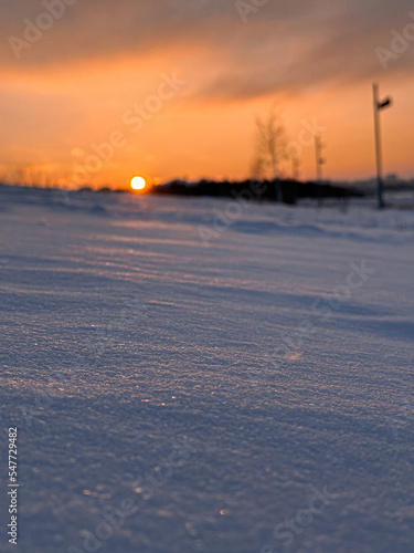 sunset in the snow