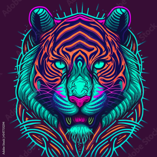 Fototapeta Naklejka Na Ścianę i Meble -  Illustration of Tiger Head Mascot for Logo Icon Badge and Poster