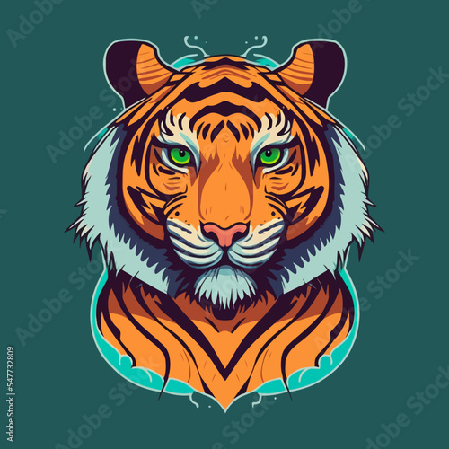 Illustration of Tiger Head Mascot for Logo Icon Badge and Poster