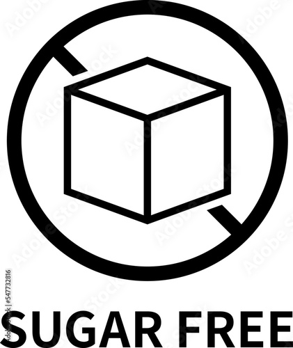 Sugar free simple icon and English phrase (black)