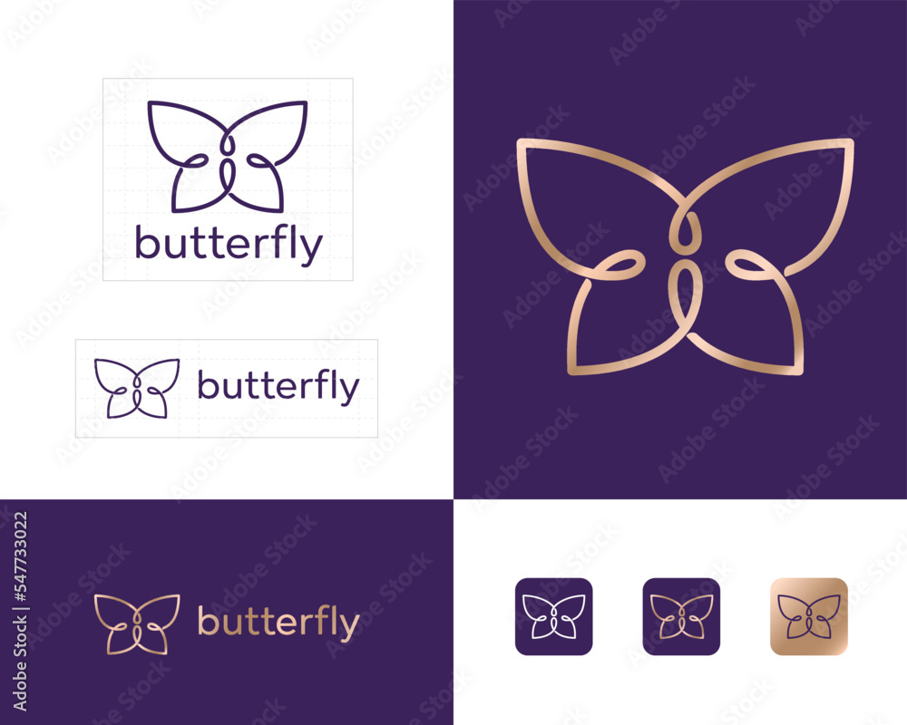 Butterfly logo. Beautiful decorative butterfly from intertwined lines. Logo for cosmetics, lingerie, jewelry store. Butterfly logo. Beautiful decorative butterfly from intertwined lines. Logo for cosmetics, lingerie, jewelry store.