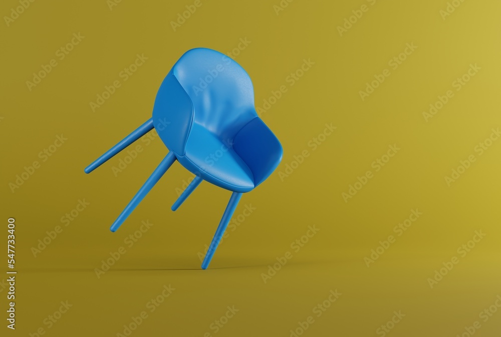 Classic style chair on a dark yellow pastel background. Minimalistic concept, modern interior design. 3D render, 3D illustration. Classic style chair on a dark yellow pastel background. Minimalistic concept, modern interior design. 3D render, 3D illustration.