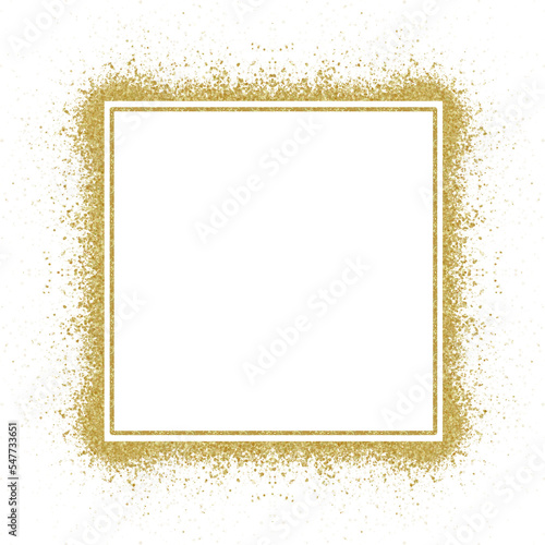 Square shape gold grain glitter, no background, good on dark background, suitable for template design, ppt, background, border, card, etc.