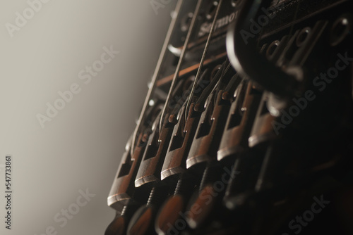 Tableau sur toile Close-up of electric guitar tremolo bridge