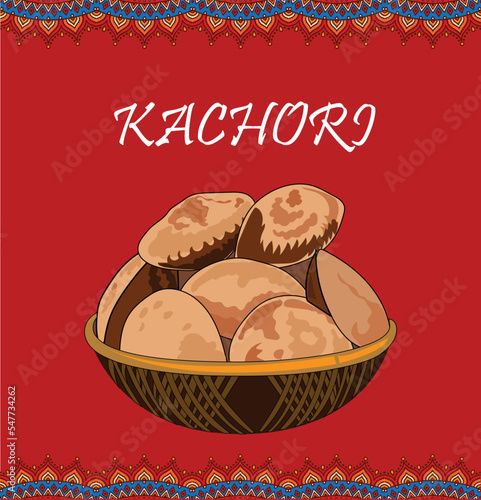 Kachori Indian and Pakistani food vector illustration