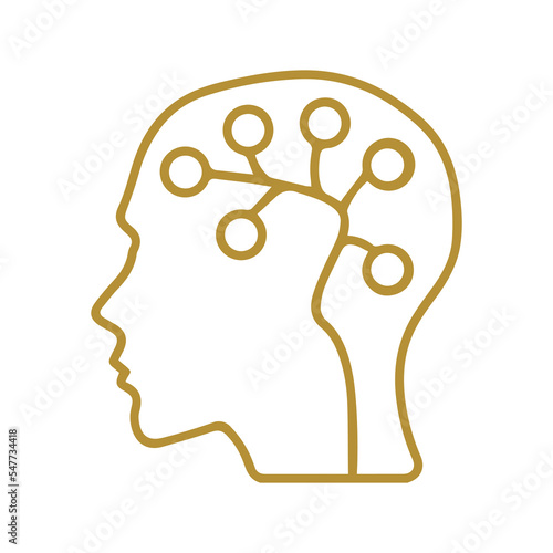 Golden Human Brain Intellectual Psychology Internal Medical Cerebral Brain Organ Connections Illustration Line Icon (ID: 547734418)