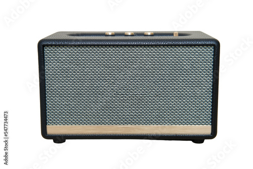 Acoustic music speaker in retro style, isolated on a white background. Vintage sound column in an old design