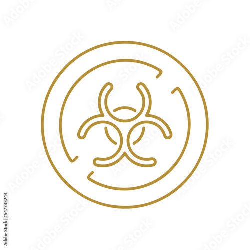 Nuclear Radioactive Toxic Atom Radiation Decay Alert Atomic Power Toxin Biological Threat Gold Line Icon (ID: 547735243)