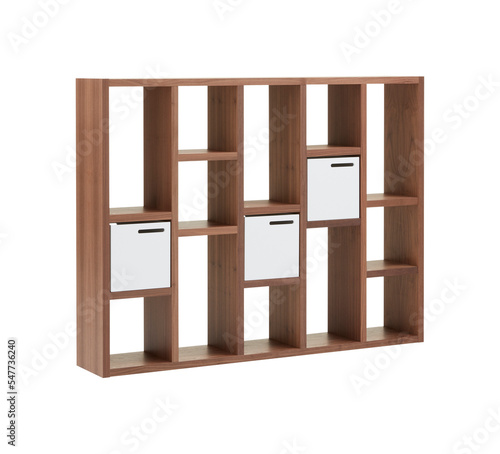 Modern wooden cabinet with cut out isolated on background transparent