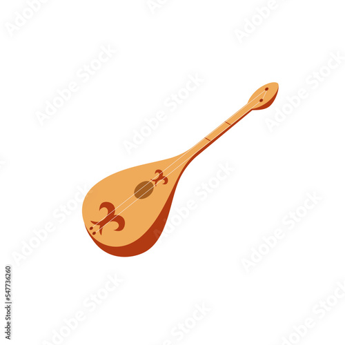 Dombra. Kazakh musical instrument. Vector illustration in the flat style.