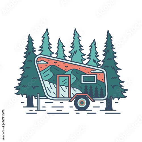 Camping and traveling graphic illustration vector art t-shirt design