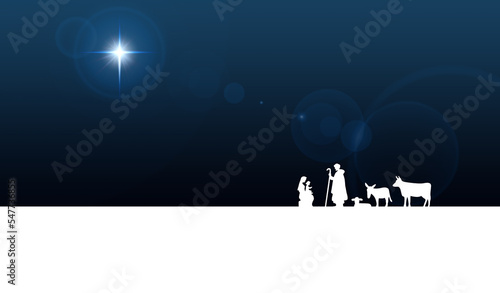 Wallpaper Mural Star of Bethlehem, or Christmas Star. Silhouettes of Jesus Christ, Mary, Joseph and animals. Nativity scene Torontodigital.ca