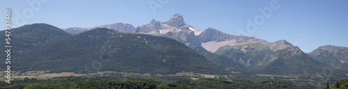 View over the mountains with blue sky