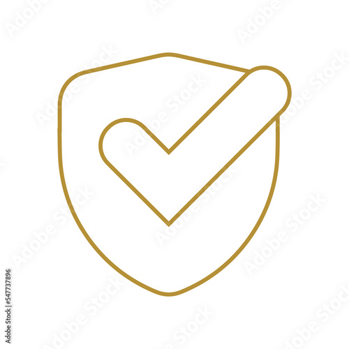 Gold Beige Safety Check Vector Line Approved Flat Tick Isolated Secure Shield Graphic Icon (ID: 547737896)