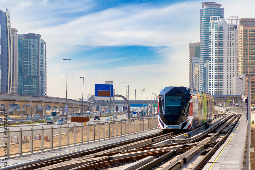 Fototapeta premium New modern tram in Dubai